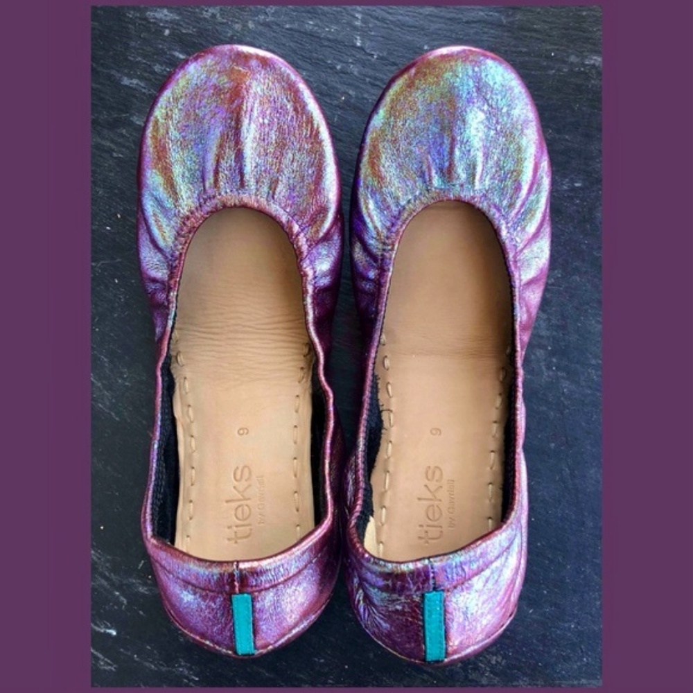 Custom-painted EUC Tieks in shimmering multi-color